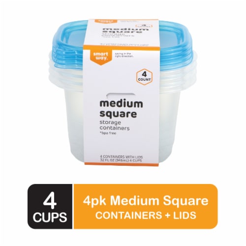 Smart Way™ BPA-Free Plastic Medium Square Food Storage Container, 4 pk / 4  cup - Fry's Food Stores