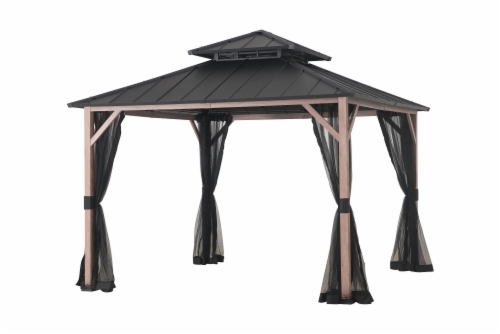 HD Designs Outdoors Hard Top Gazebo With Netting Perspective: front