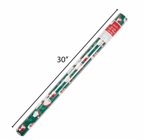 Holiday Home 30 In x 72 Ft Santa Mugs Gift Wrap Roll Perspective: front