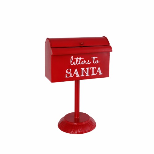 Holiday Home Christmas Metal Santa's Mailbox Decor Perspective: front