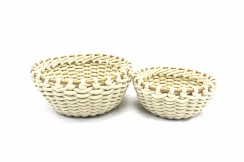 HD Designs Large Round Fabric Rope with Rattan Rim Basket Perspective: front