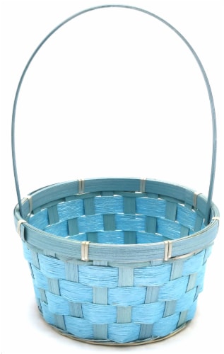 Holiday Home Easter Pearlized Bamboo Basket- Blue Perspective: front