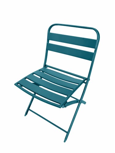 HD Designs Outdoors Patio Furniture Metal Folding Chair - Dragonfly Blue Perspective: front