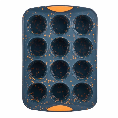Holiday Home Confetti Pumpkin Silicone Muffin Pan Perspective: front