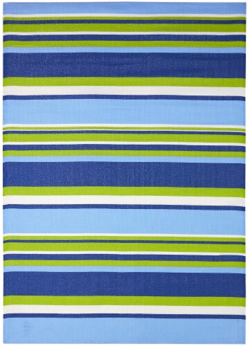 HD Designs Outdoors Poly Pro Island Breeze Stripe Area Rug - Sharp Green Perspective: front