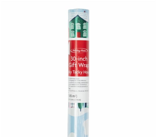 Holiday Home 30 Inch Ticky Tacky Houses Gift Wrap Roll Perspective: front