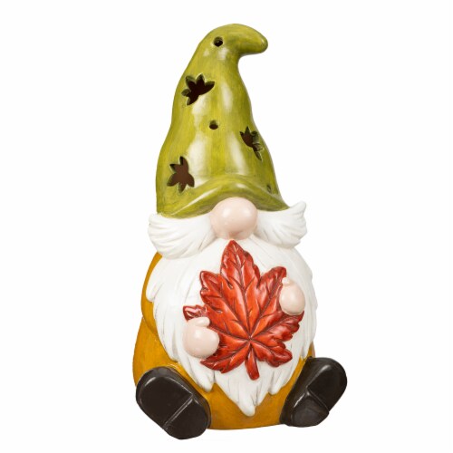 Holiday Home LED Harvest Green Hat Gnome Perspective: front