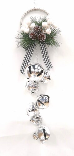 Holiday Home Jingle Bell Door Hanger - Silver Perspective: front