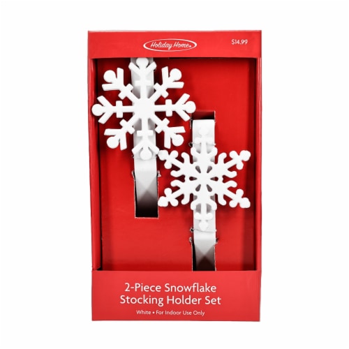 Holiday Home® White Snowflake Stocking Holders Perspective: front