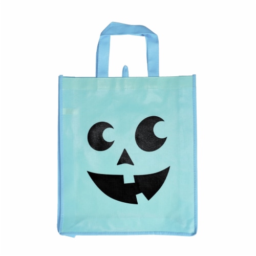 Holiday Home Blue Jack O Lantern Halloween Trick or Treat Bag Perspective: front