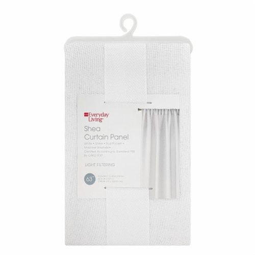Everyday Living Shea Semi-Sheer Rod Pocket Single Curtain Panel - White Perspective: front