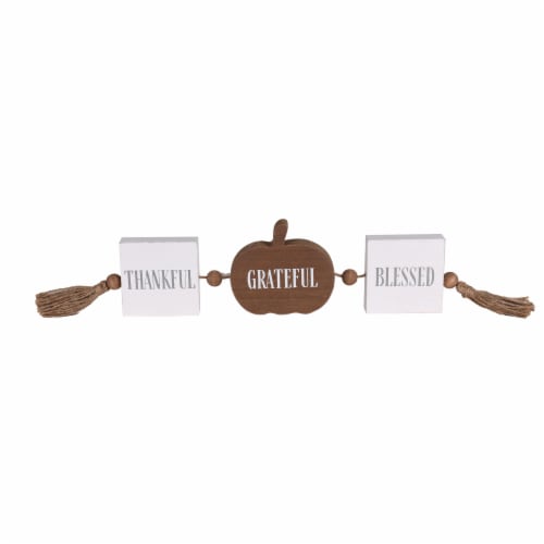 Holiday Home Harvest Thankful Grateful Blessed Fall Table Decor Perspective: front