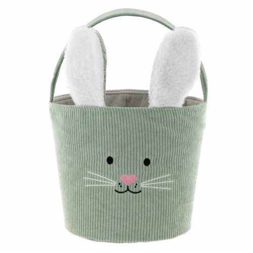Holiday Home® Easter 10.5-Inch Courduroy Bunny Basket - Green Perspective: front