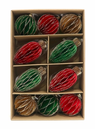Holiday Home Paper Ornaments - Red/Green/Gold Perspective: front
