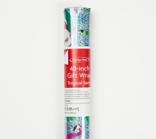 Holiday Home 40 Inch Tropical Santa Gift Wrap Roll Perspective: front