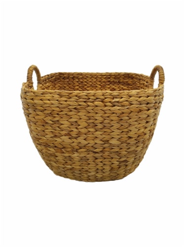 HD Designs Large Water Hyacinth Basket with Round Handles Perspective: front