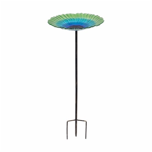 HD Designs Outdoor Glass Swirl Bird Bath Perspective: front
