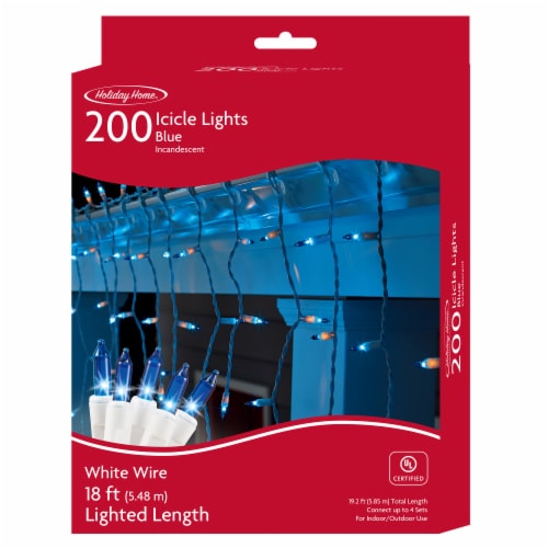 Holiday Home 200 ct White Icicle Wire Lights Christmas Décor - Blue Perspective: front