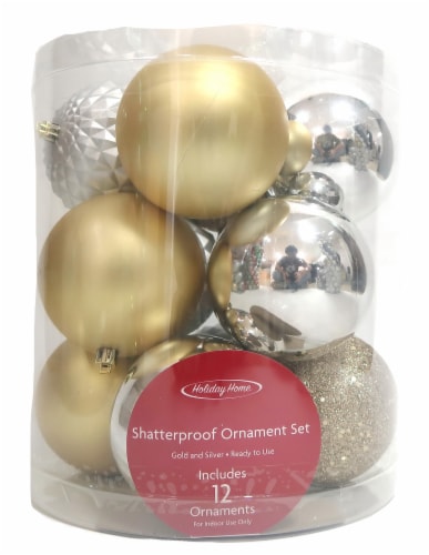 Holiday Home Shatterproof Ornaments Christmas Decor - Gold / Silver Perspective: front
