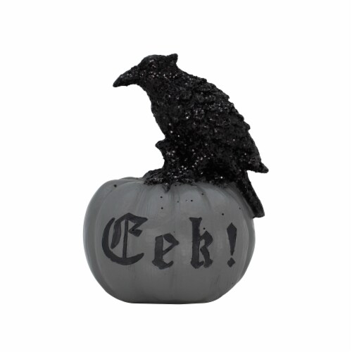 Holiday Home Black Raven On Grey Pumpkin Perspective: front