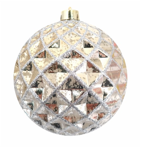 Holiday Home Shiny Ornament with Glitter - Gold/Silver Perspective: front