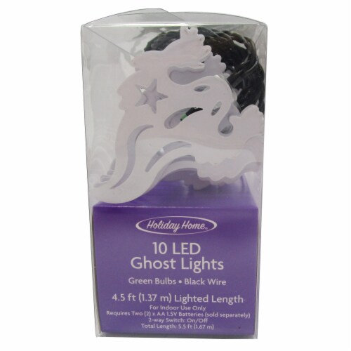 Holiday Home 10 ct Green LED Ghost Metal Halloween Lights Perspective: front
