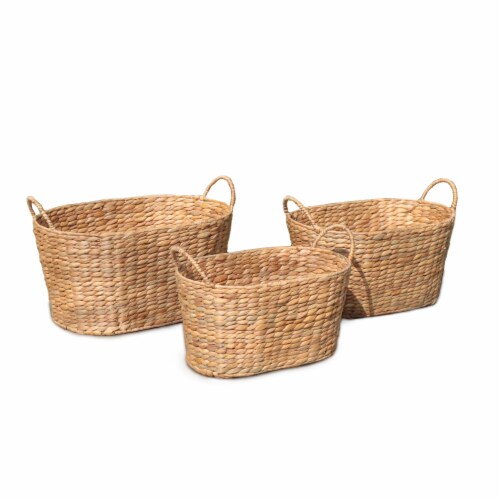 HD Designs Small Oval Water Hyacinth Basket Perspective: front