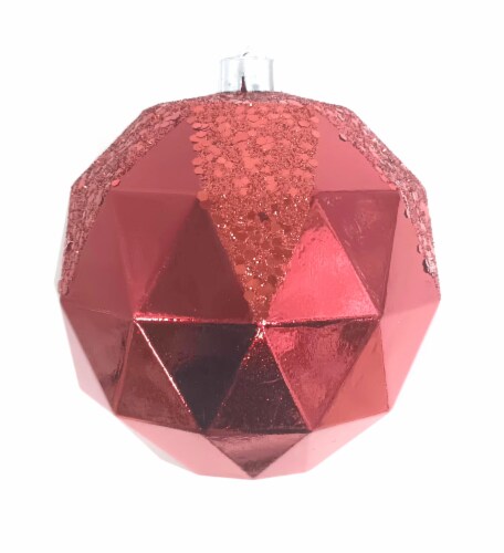 Holiday Home Ornament 200MM Shiny Red With Red Flakes Perspective: front