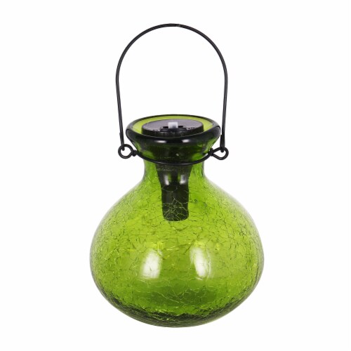 HD Designs Outdoors Green Crackle Glass Tabletop Lantern Perspective: front