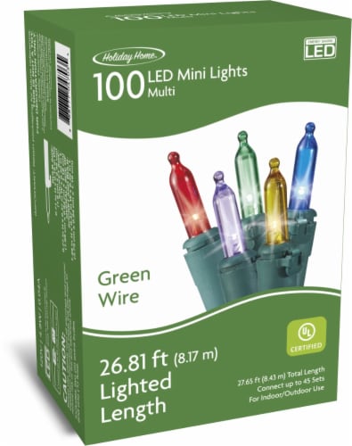 Holiday Home® LED Green Wire Mini Lights Christmas Décor - Multi Color Perspective: front