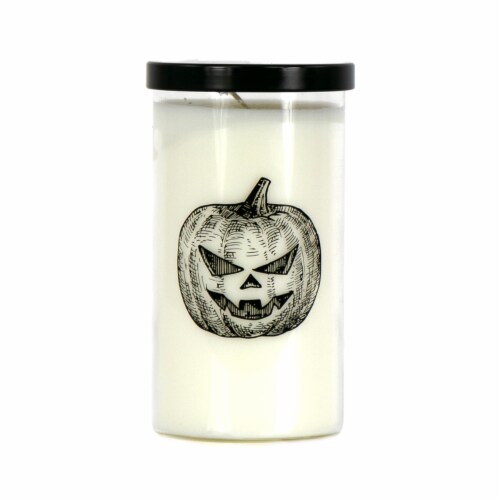 Holiday Home Halloween Jar Candle Sketched Pumpkin Perspective: front