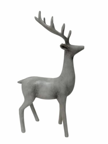 SDS for HD Designs Resin Standing Deer Table Figurine - Flocked Grey Perspective: front
