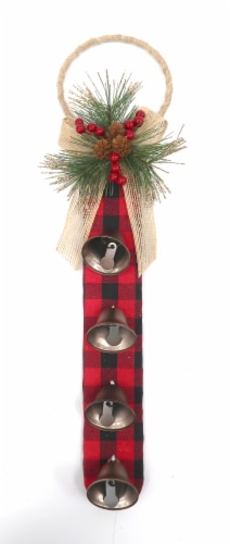 Holiday Home Jingle Bell Door Hanger - Brown Perspective: front