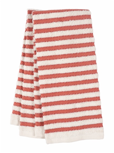 Dash of That Dobby Striped Terry Kitchen Towel - Terracotta Perspective: front