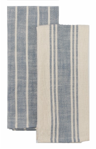 Dash of That® Natural Slubbed Kitchen Towels - Blue Perspective: front
