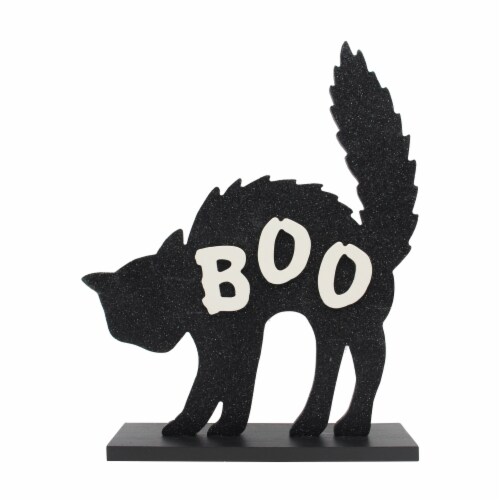 Holiday Home Boo Black Cat Halloween Decor Perspective: front