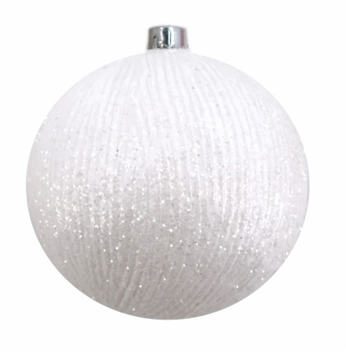 Holiday Home Shiny Ornament With Clear Flakes - White Perspective: front