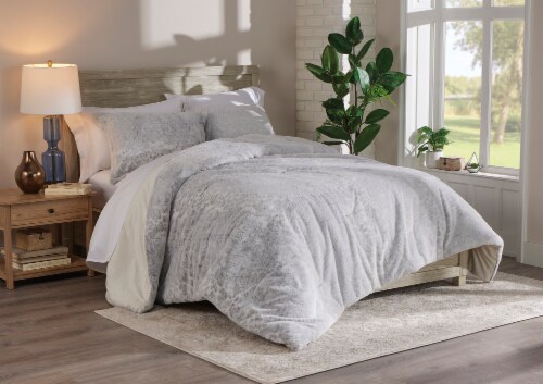 HD Designs Faux Fur Comforter Set F/Q- Snow Leopard Perspective: front
