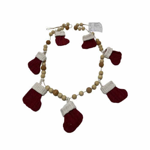Holiday Home Wooden Garland with Red Boots Perspective: front