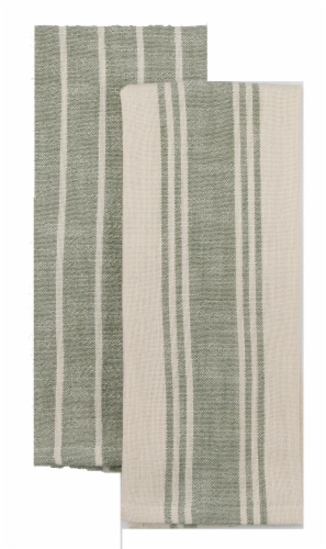 Dash of That® Natural Slubbed Kitchen Towels - Green Perspective: front