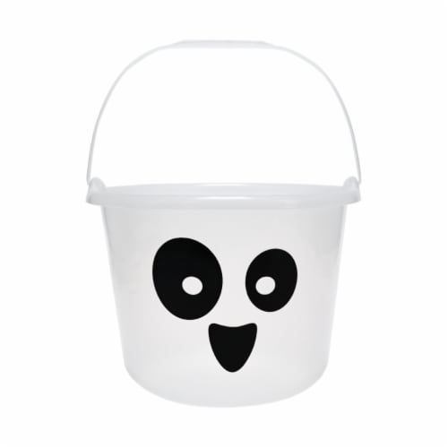 Holiday Home White Ghost Glow in the Dark Treat Halloween Bucket Perspective: front
