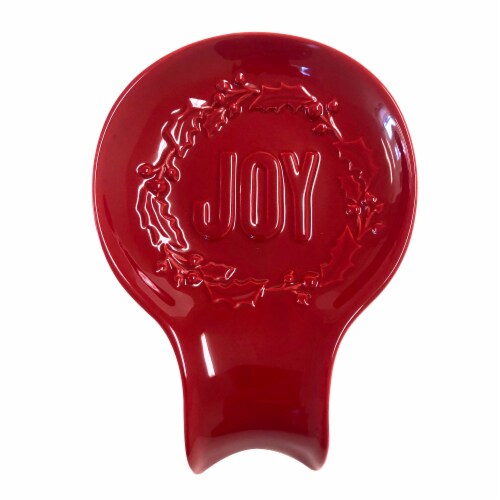 Holiday Home Joy Ceramic Spoon Rest Perspective: front