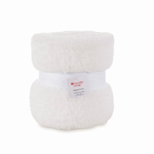 Everyday Living Sherpa Throw Blanket - White Perspective: front