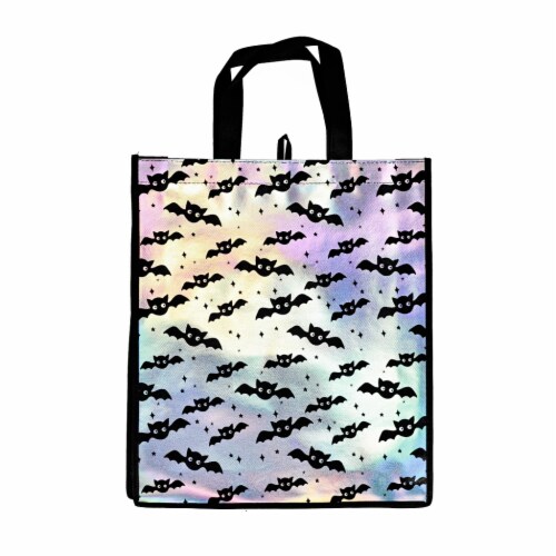 Holiday Home Bats Iridescent Halloween Treat Bag Perspective: front