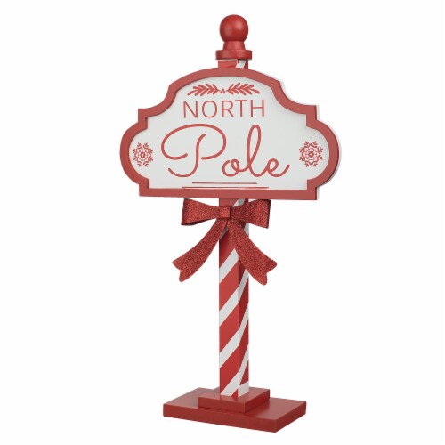 Holiday Home North Pole Tabletop Sign Christmas Décor Perspective: front