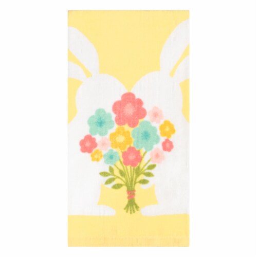 Holiday Home Bunny Bouquet Kitchen Towel Perspective: front