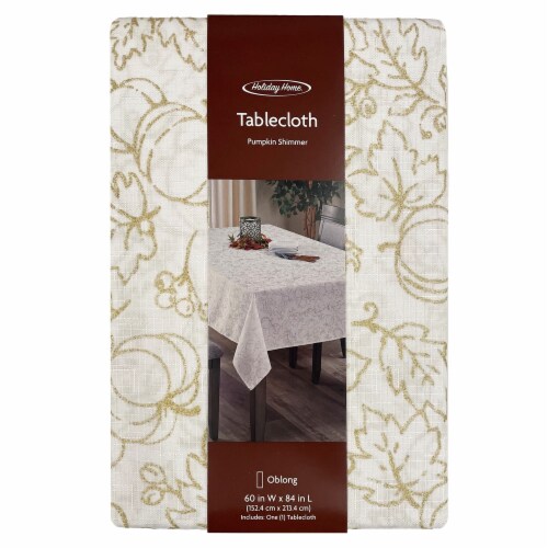 Holiday Home® 60x84 Oblong Pumpkin Shimmer Fall Autumn Tablecloth Decor Perspective: front