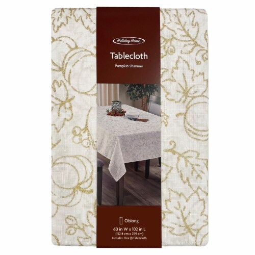 Holiday Home Pumpkin Shimmer Fall Autumn Tablecloth Perspective: front