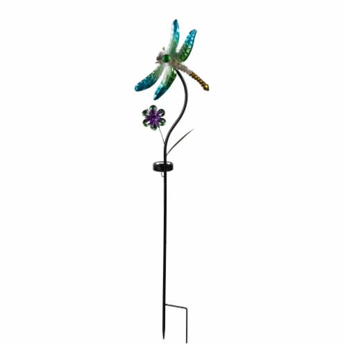 HD Designs Outdoors Fiber Optic Stake Blue Dragonfly - Blue Perspective: front