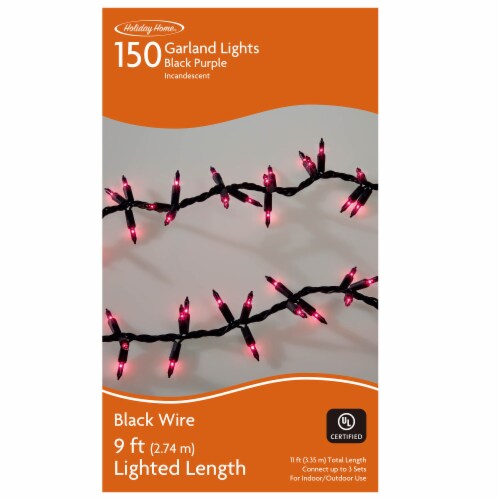 Holiday Home® 9' Black Purple Halloween Garland Lights 150 ct Perspective: front